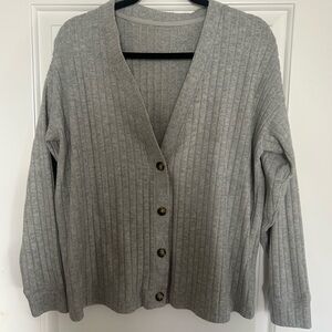 ALO Yoga Gray Ribbed Cardigan